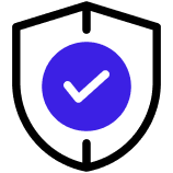 A strong shield, with a blue checkmark in the center.