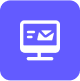 An icon of a computer sending an email.